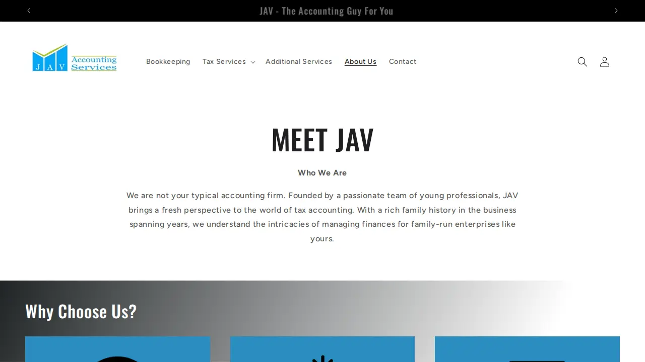 JAV Accounting Services page