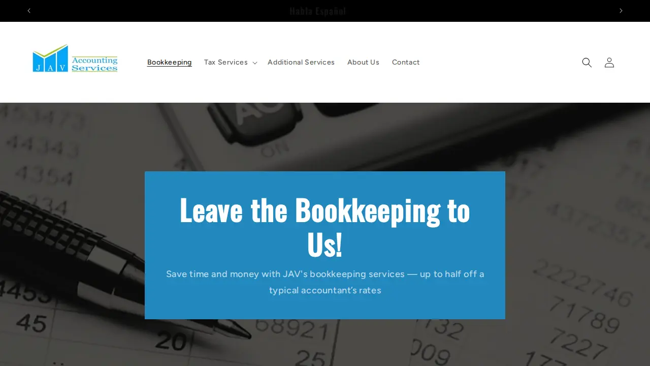JAV Accounting Services page
