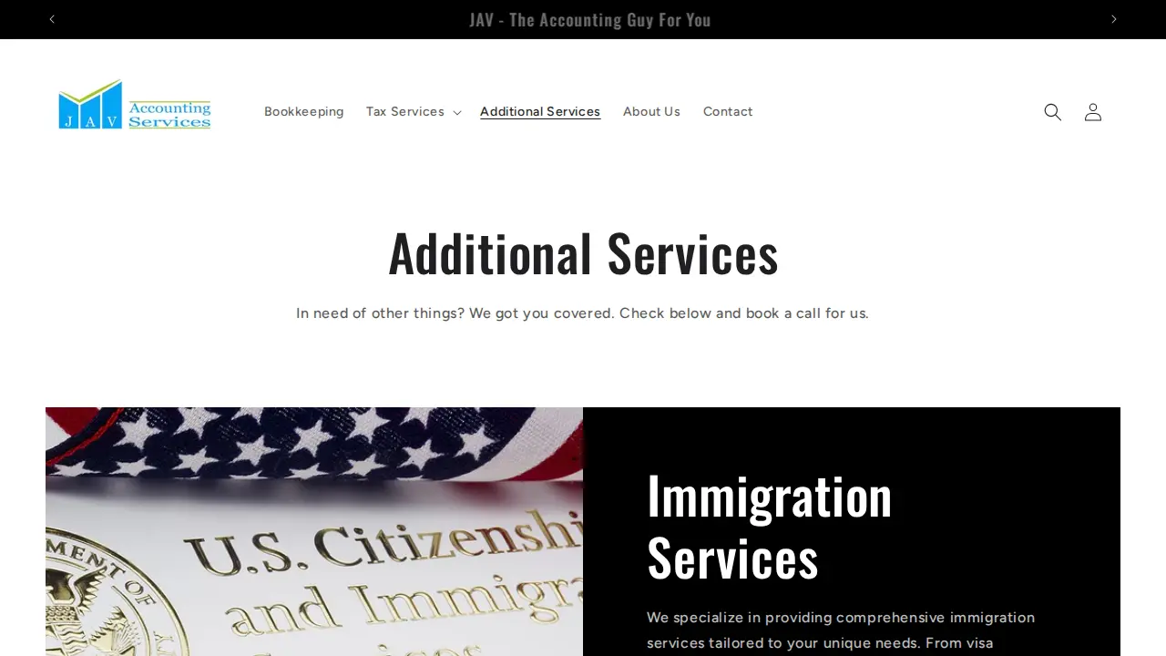 JAV Accounting Services page