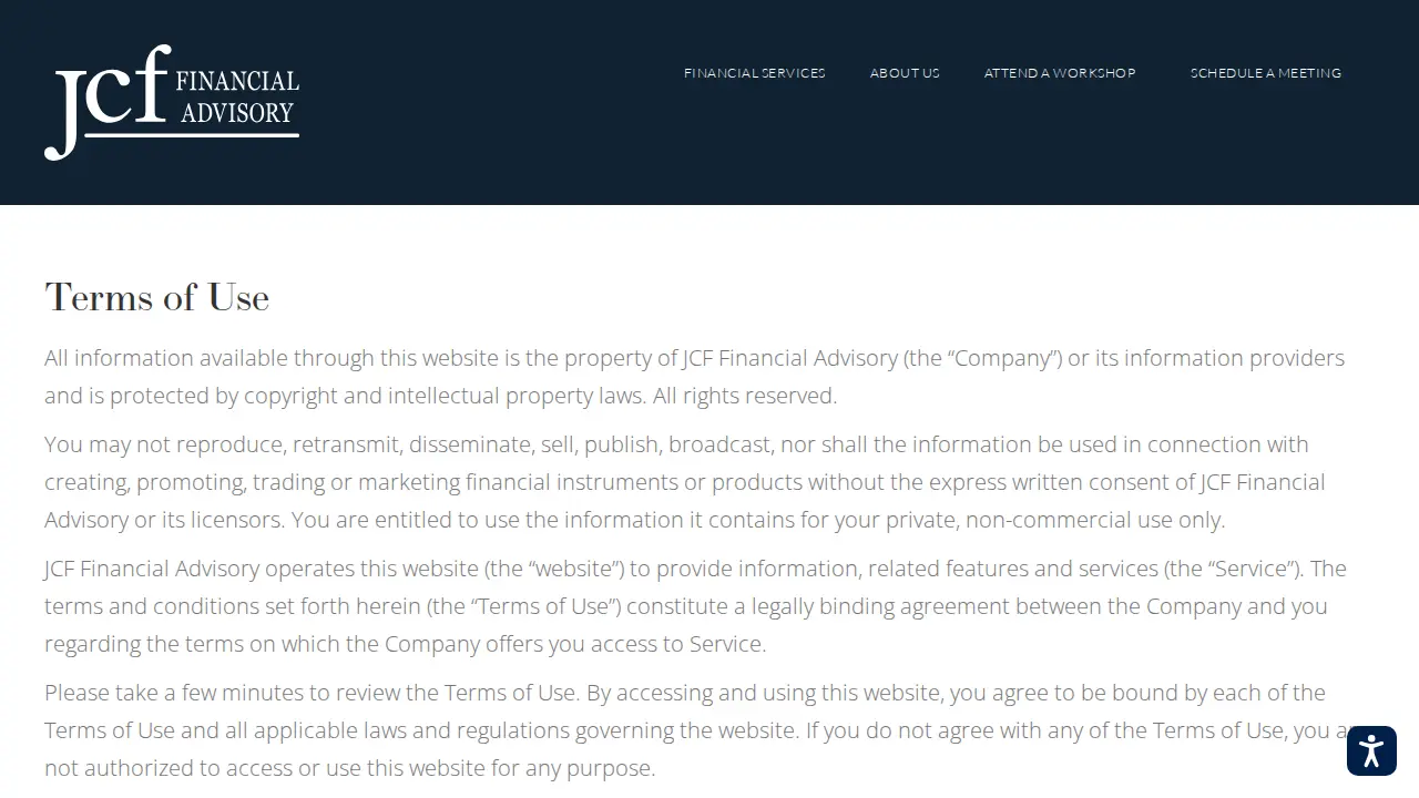 JCF Financial Advisory page
