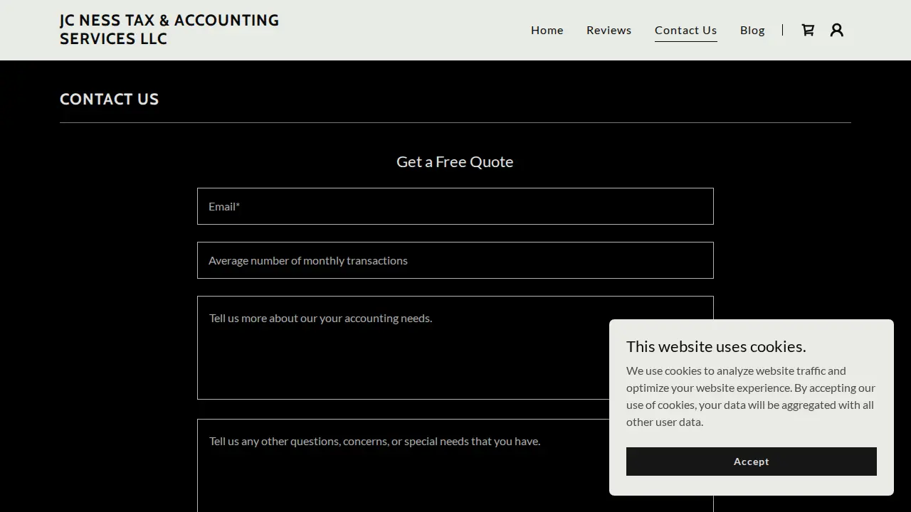 JC Ness Tax Services page