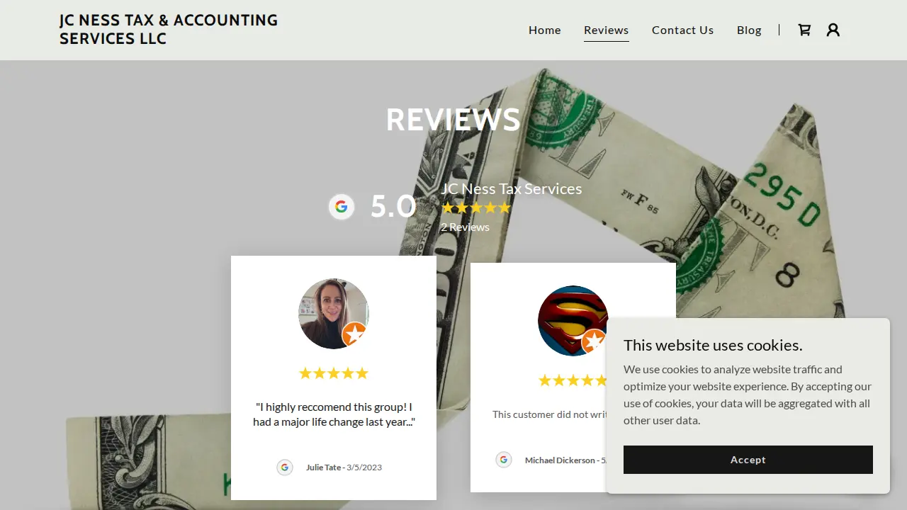 JC Ness Tax Services page