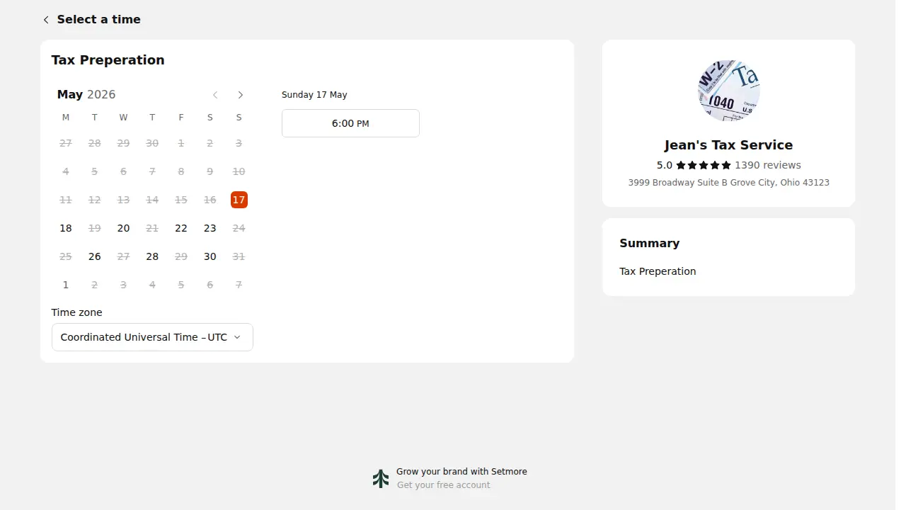 Jean's Tax Service page