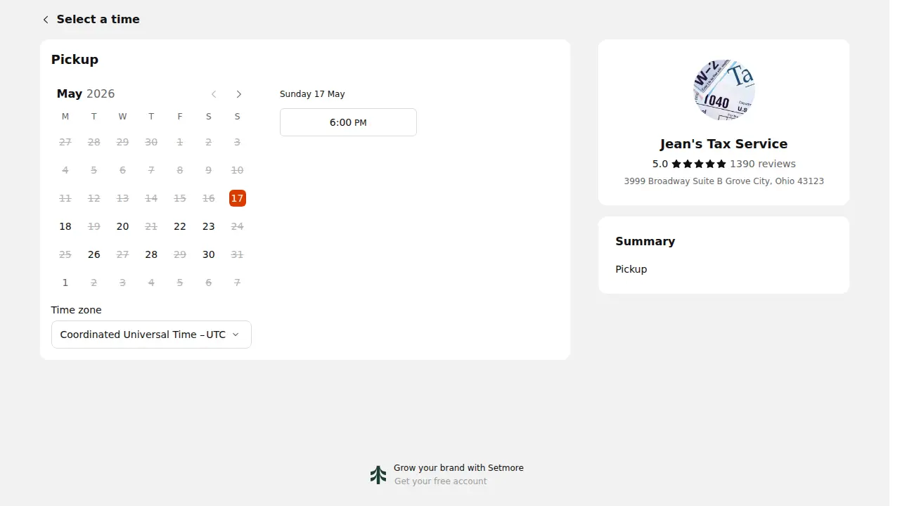 Jean's Tax Service page