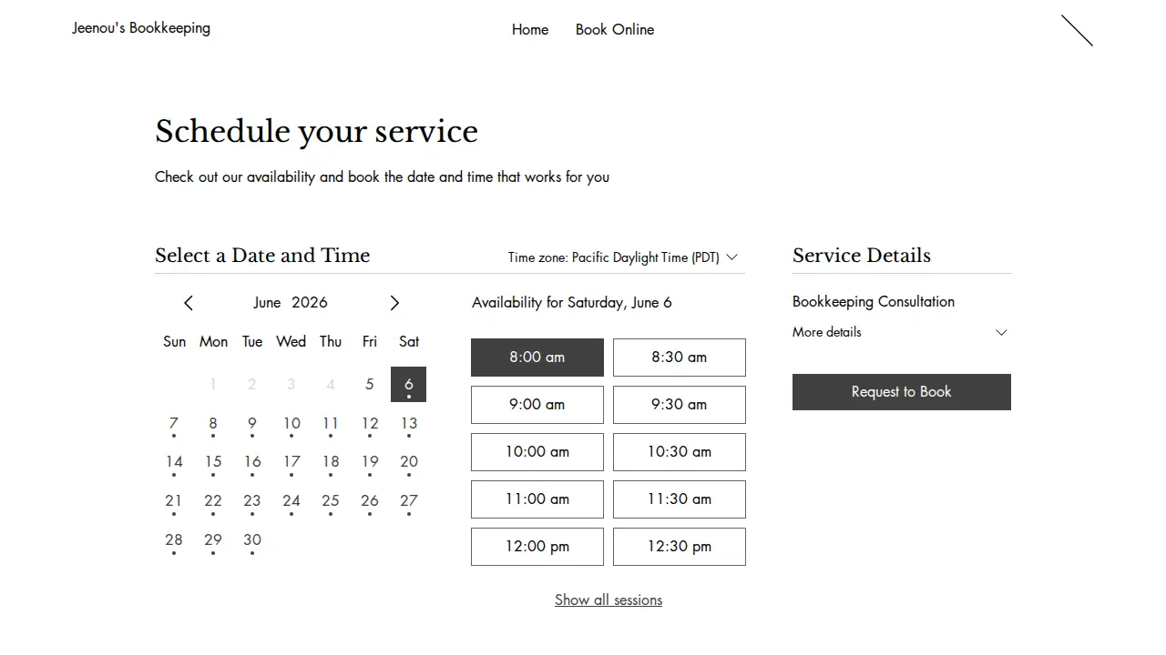 Jeenou's Bookkeeping page