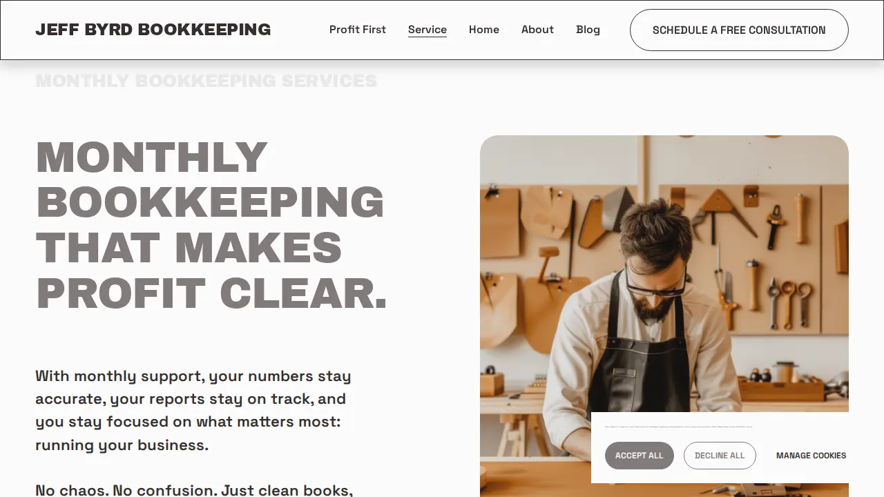 Jeff Byrd Bookkeeping page