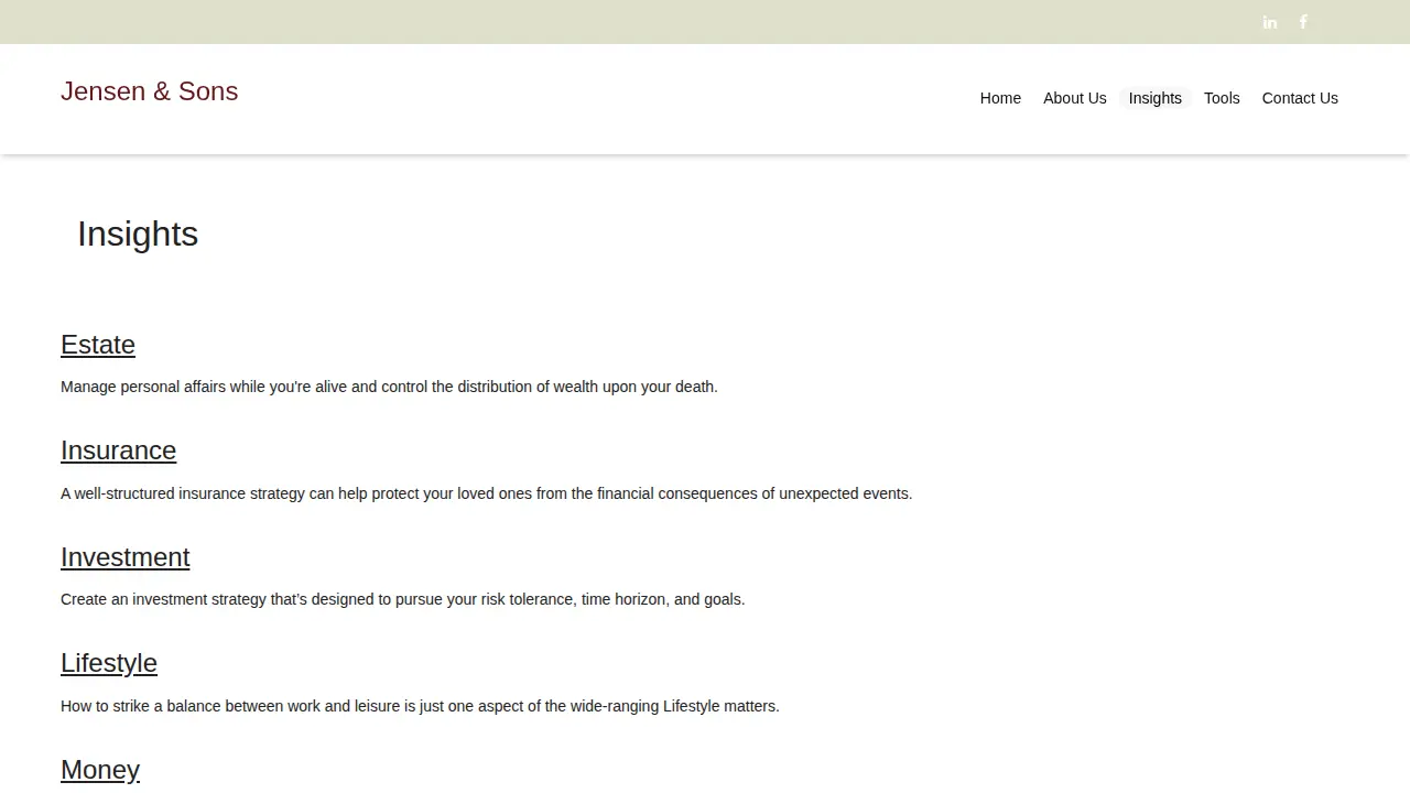 Jensen & Sons page