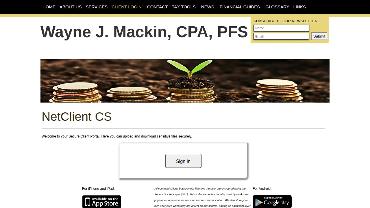 Wayne J. Mackin, CPA, PFS page