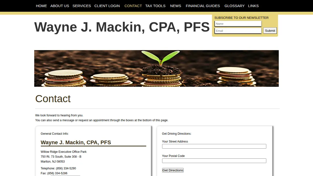 Wayne J. Mackin, CPA, PFS page