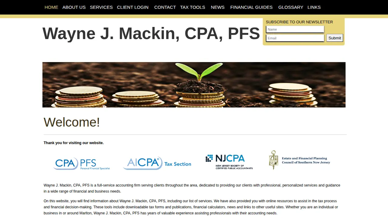 Wayne J. Mackin, CPA, PFS page