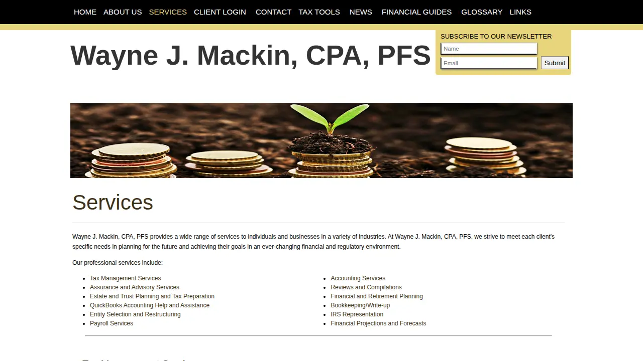 Wayne J. Mackin, CPA, PFS page