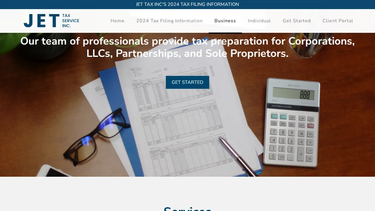 Jet Tax Service page