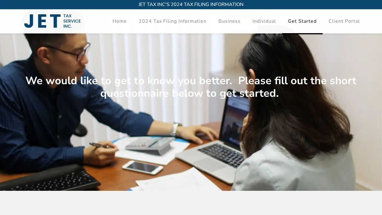 Jet Tax Service page
