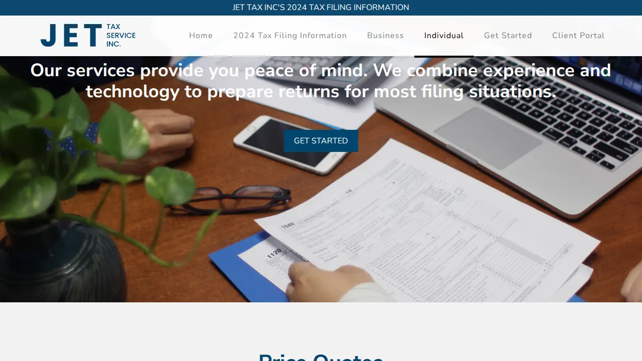 Jet Tax Service page