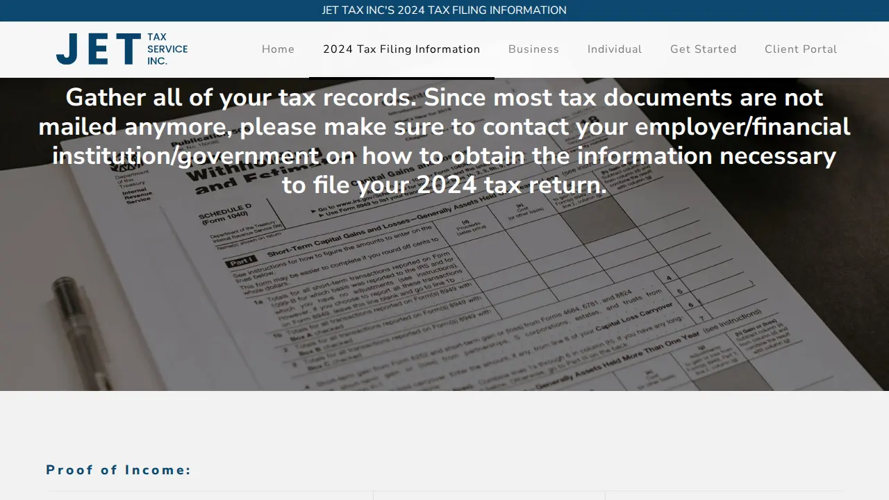 Jet Tax Service page