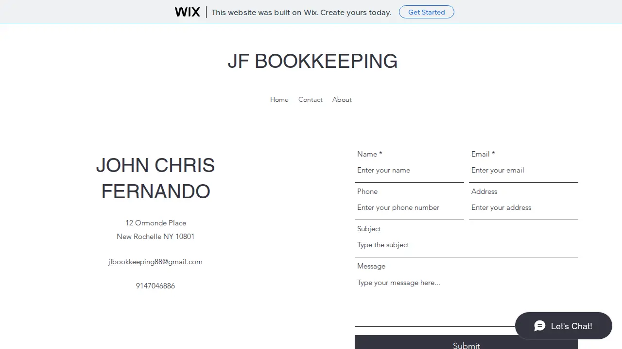 JF Bookkeeping page