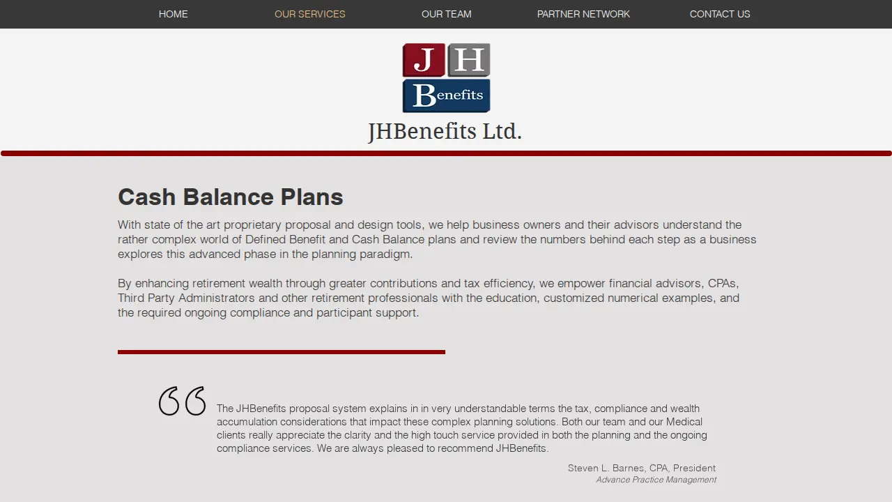JHBenefits, LTD page