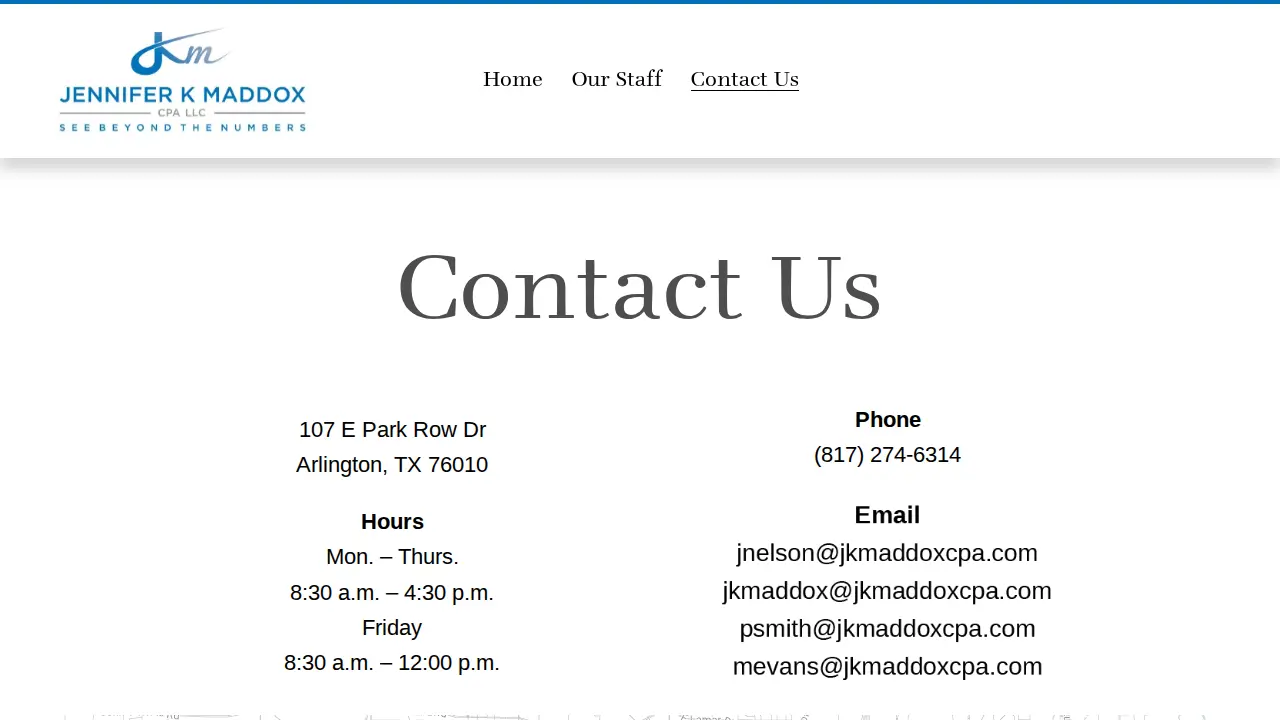 Jennifer K. Maddox C.P.A., LLC page