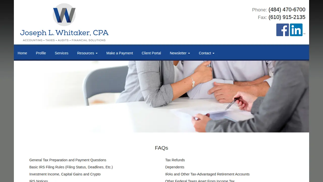 Joseph L. Whitaker CPA page