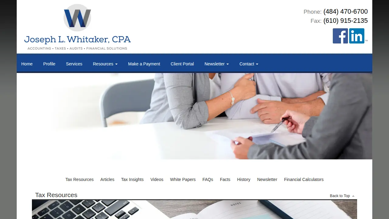 Joseph L. Whitaker CPA page