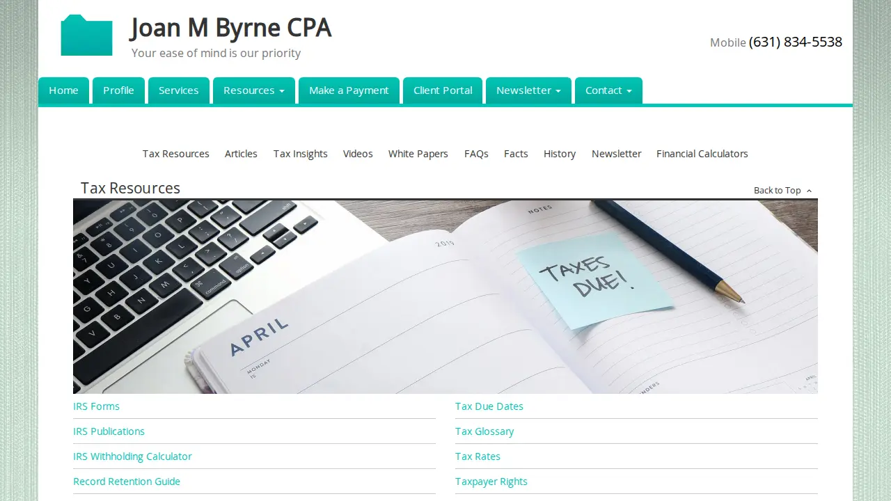 Joan M Byrne CPA page