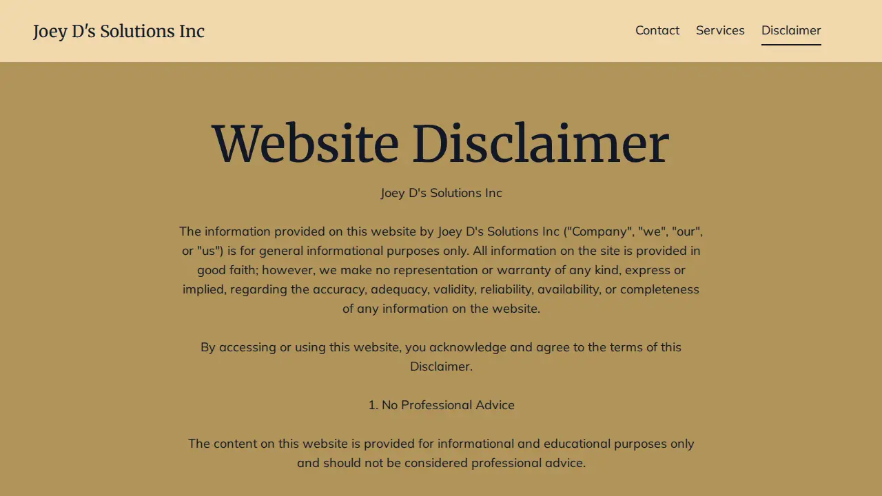 Joey D's Solutions page