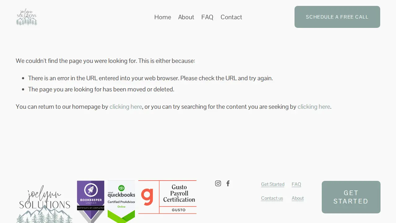 Joelynn Solutions Bookkeeping page