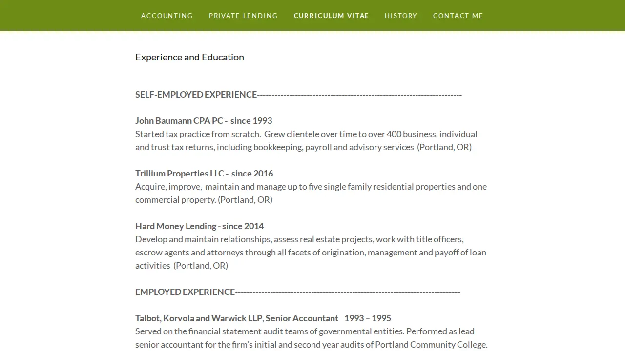 John Baumann CPA PC page