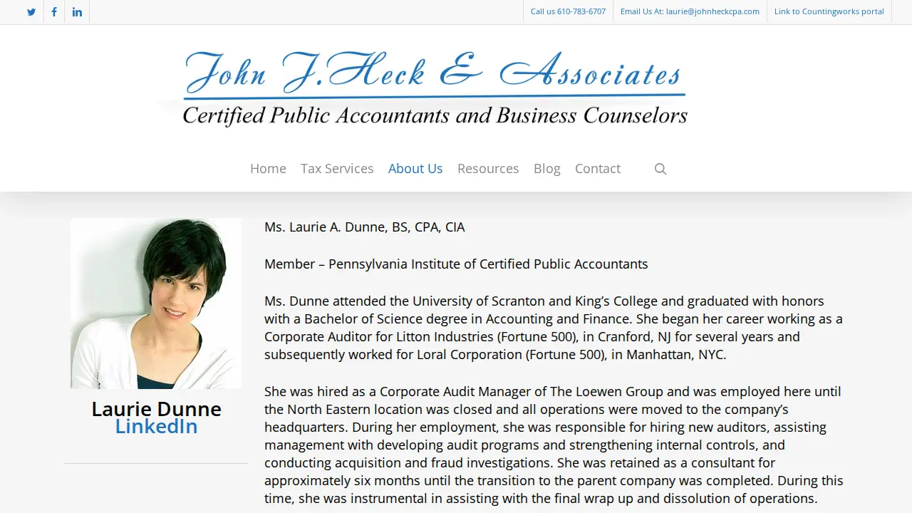John J Heck & Associates CPAs page