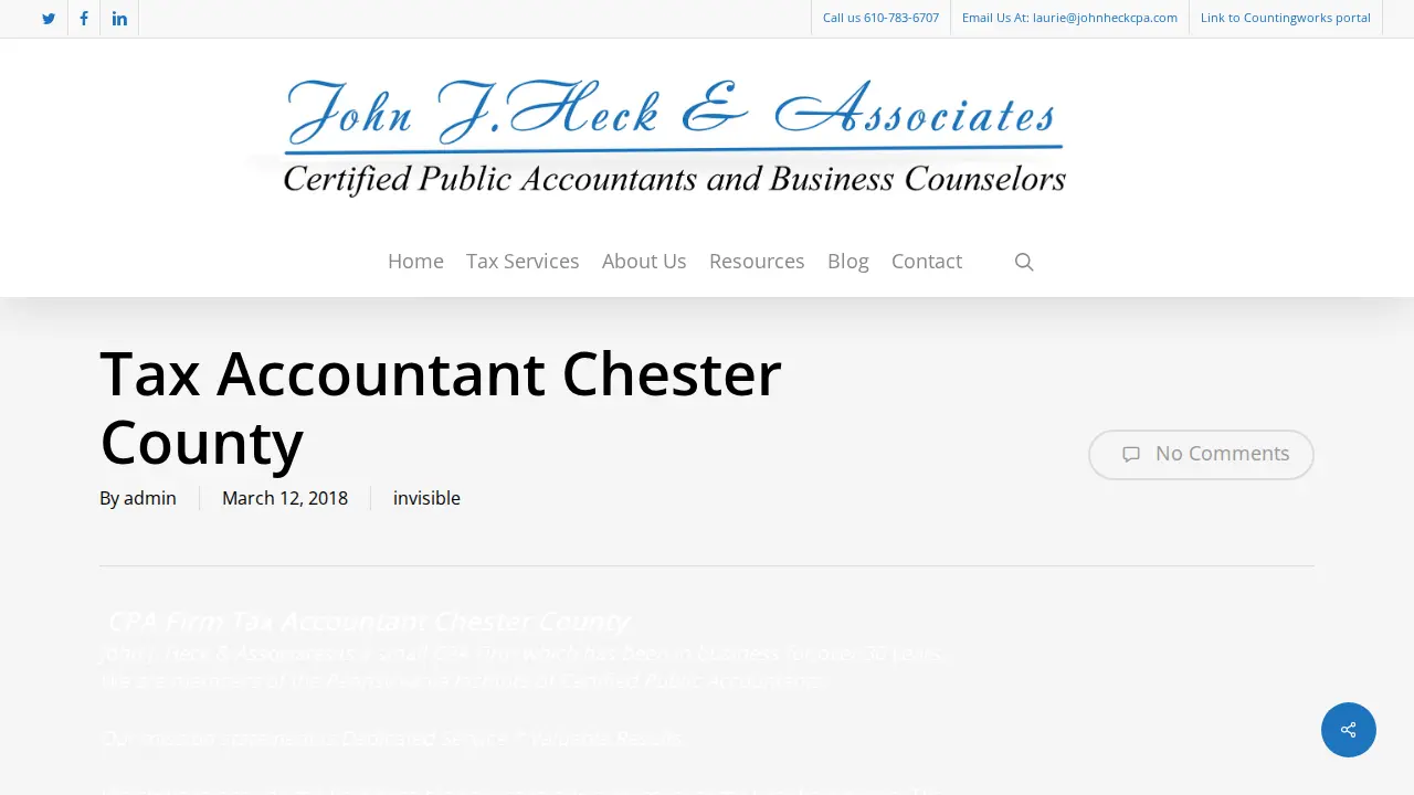 John J Heck & Associates CPAs page