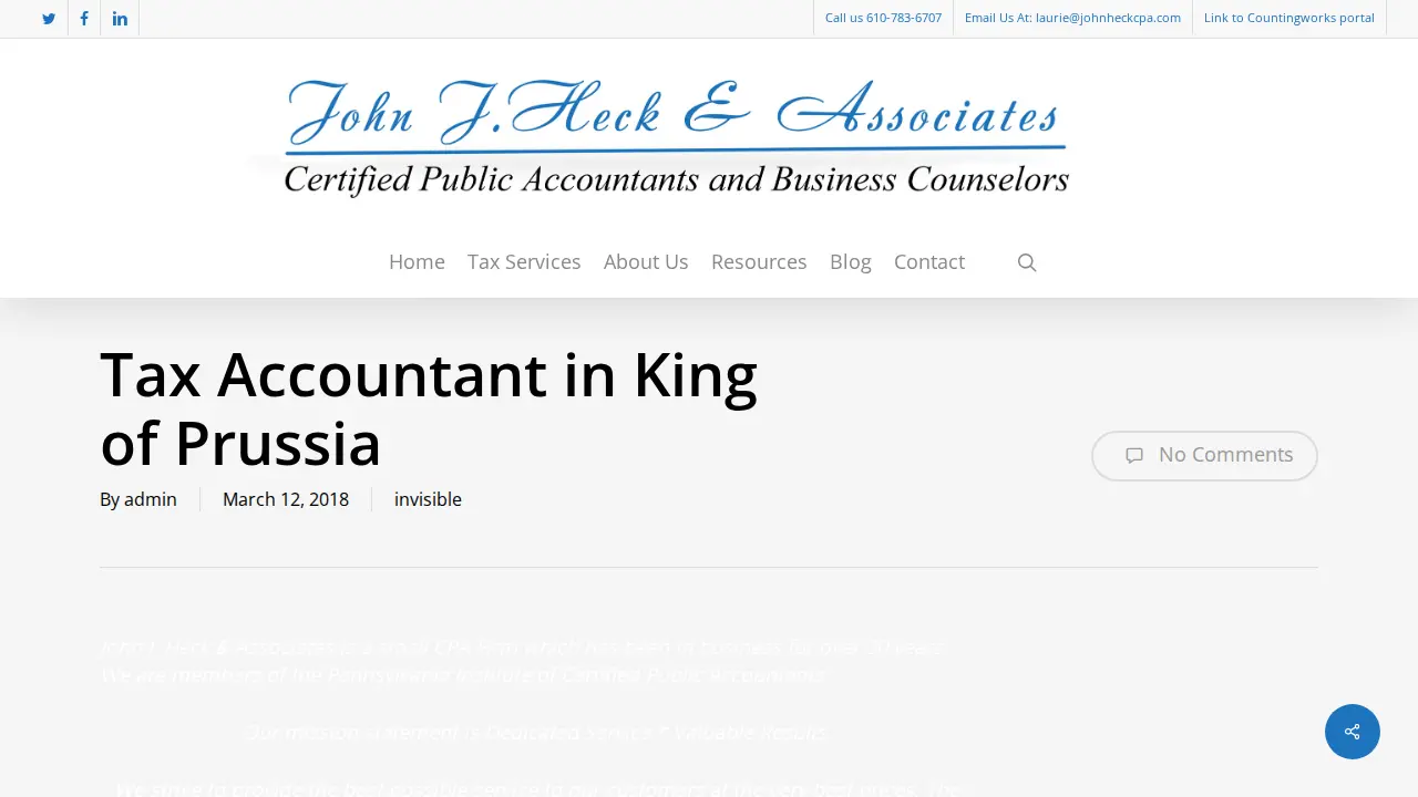 John J Heck & Associates CPAs page