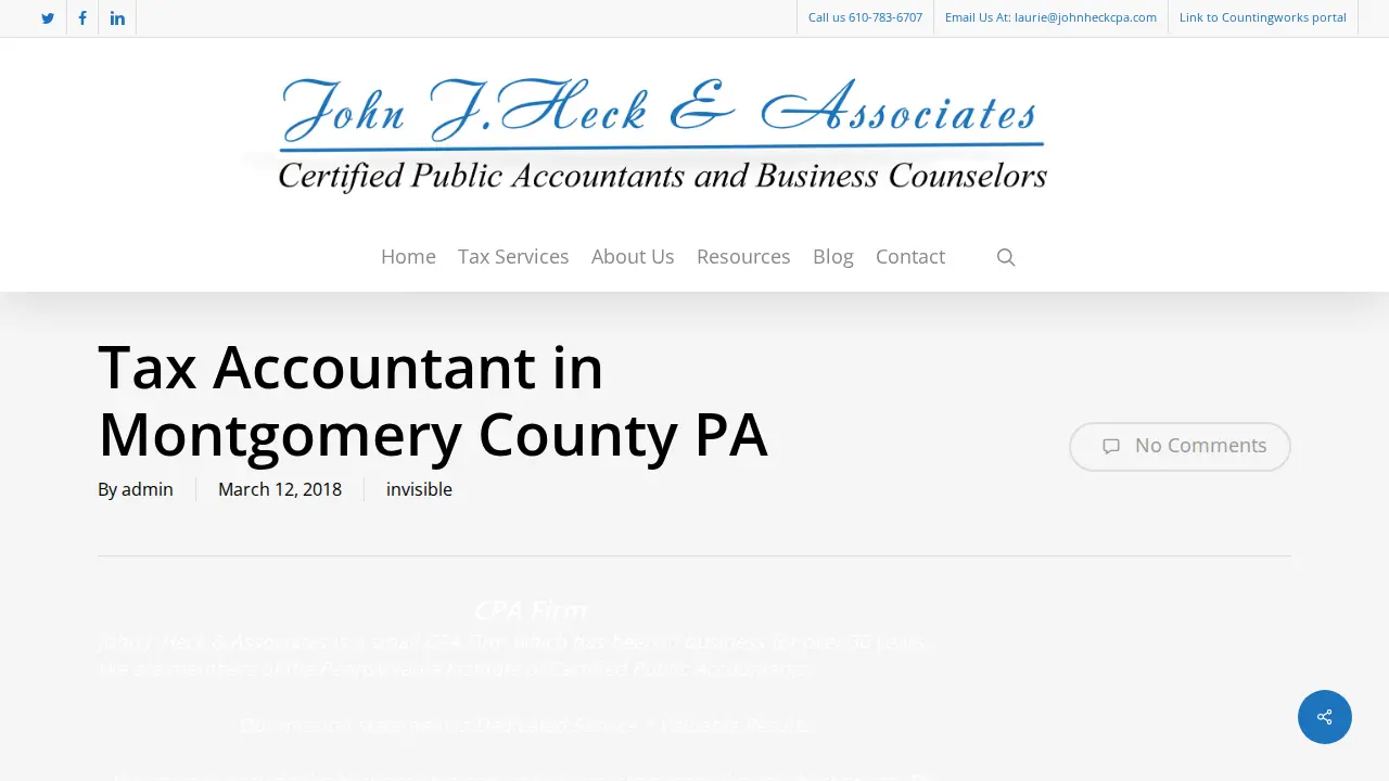 John J Heck & Associates CPAs page
