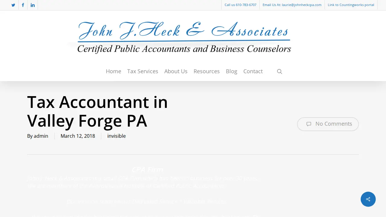 John J Heck & Associates CPAs page