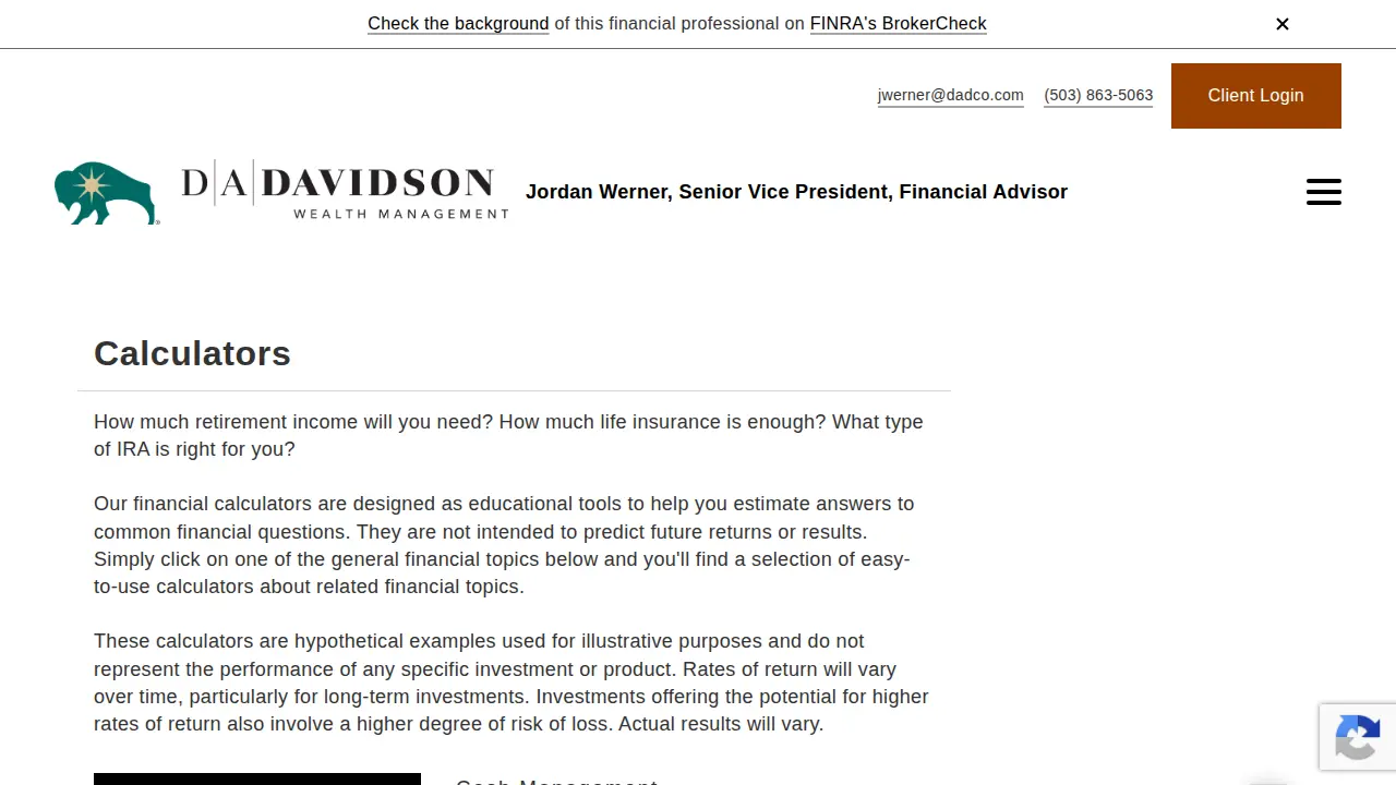 Jordan Werner | D.A. Davidson Wealth Management page