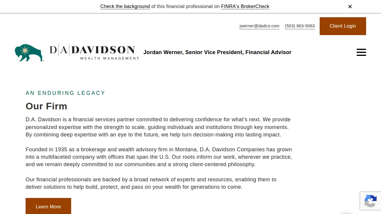 Jordan Werner | D.A. Davidson Wealth Management page