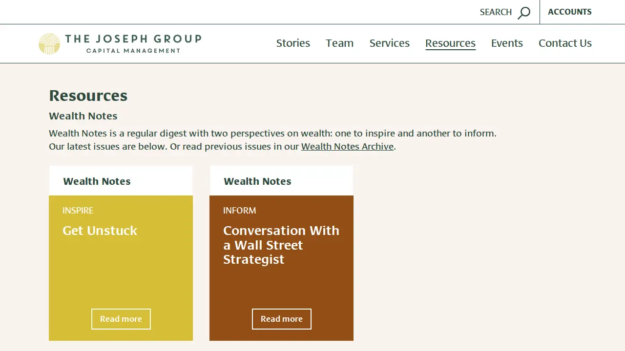 The Joseph Group Capital Management page
