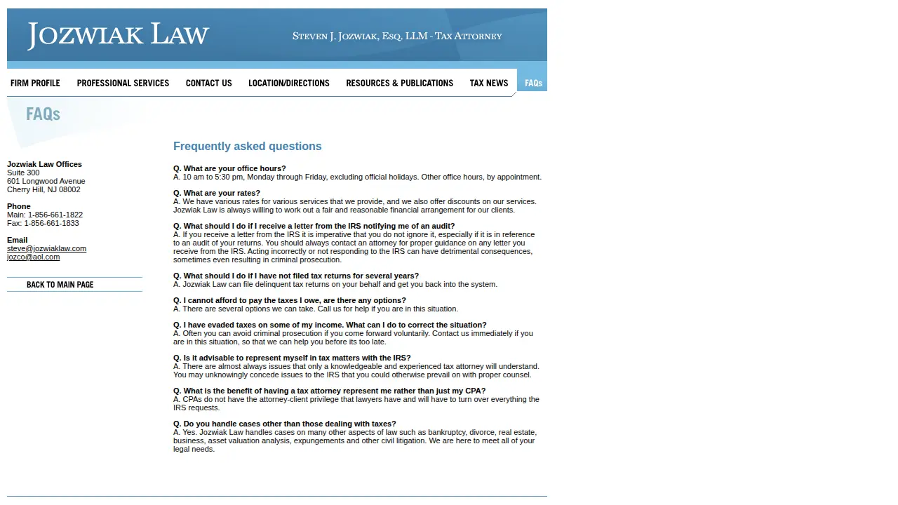 Jozwiak Law page