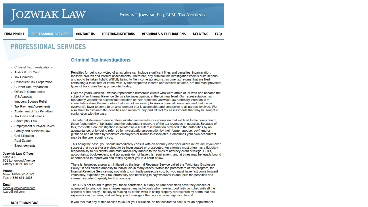 Jozwiak Law page