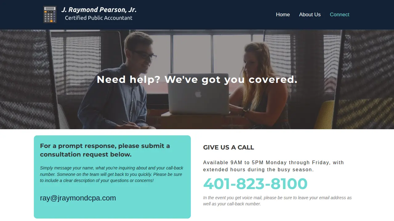 J Raymond Pearson, Jr. CPA page