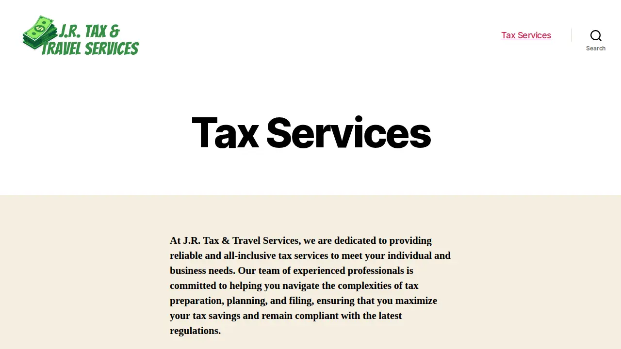 J.R. Tax & Travel Services page
