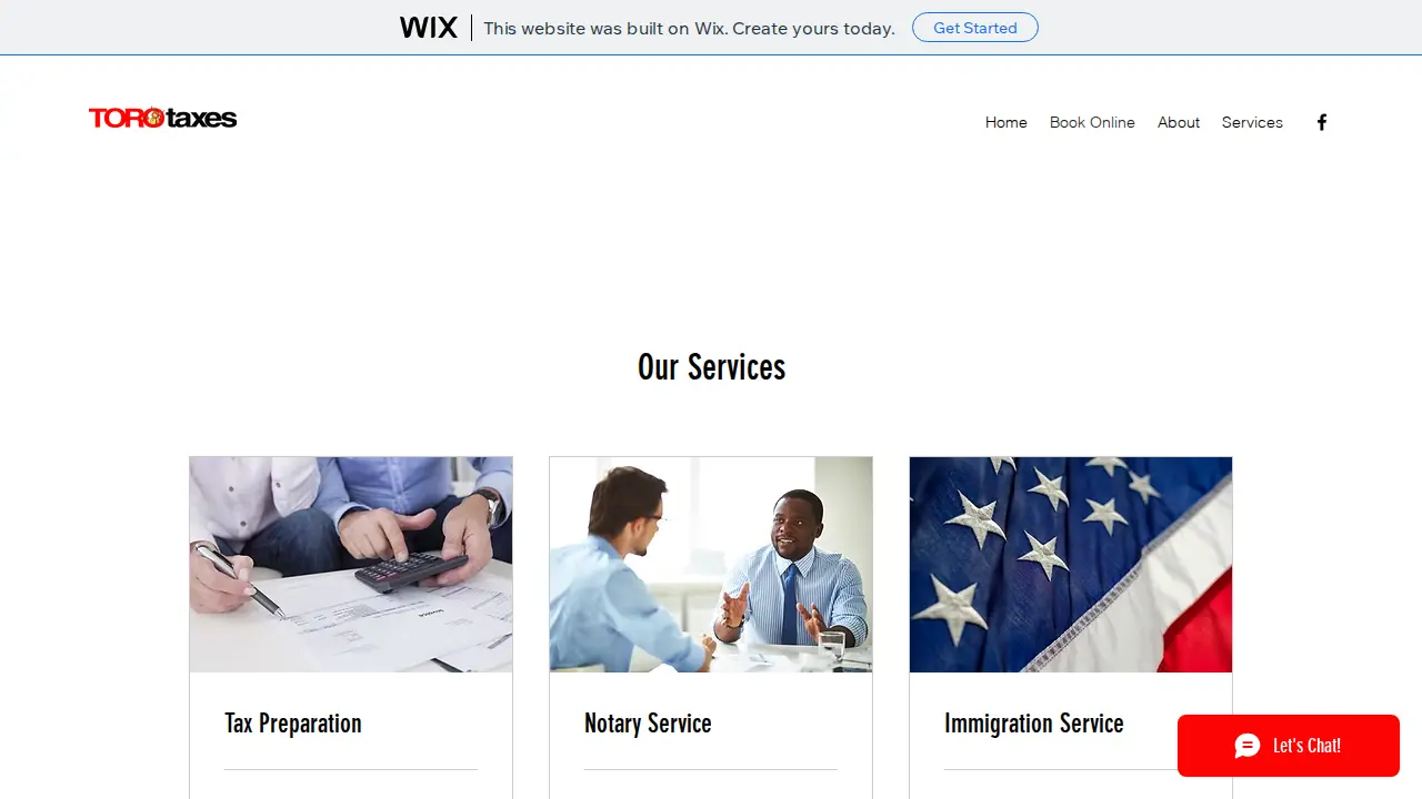 J's Multiservices Toro Taxes page