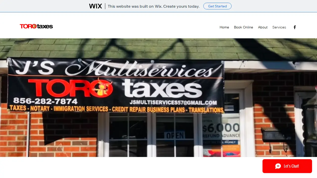 J's Multiservices Toro Taxes page