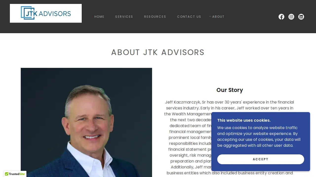 JTK Advisors page