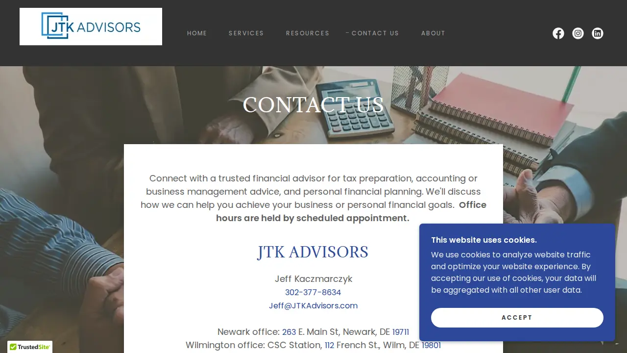 JTK Advisors page