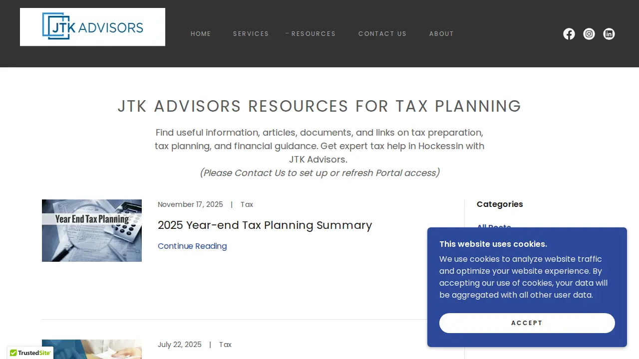JTK Advisors page