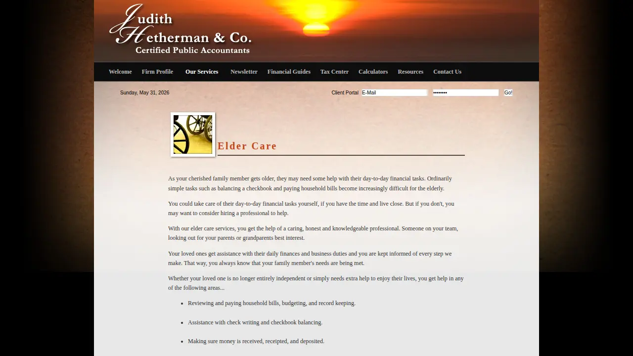 Judith Hetherman & Co, CPA's LLC page