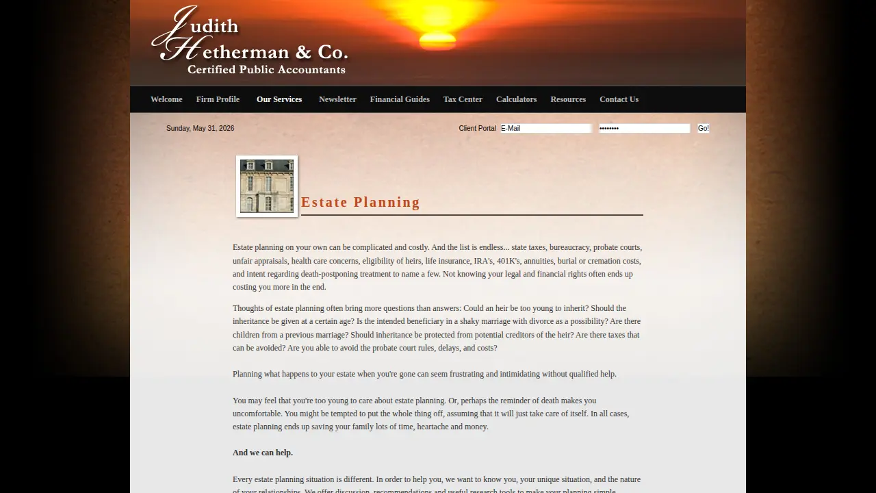 Judith Hetherman & Co, CPA's LLC page