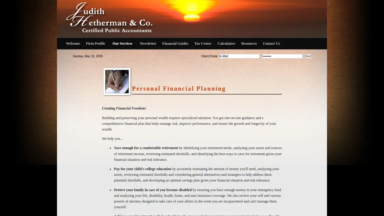Judith Hetherman & Co, CPA's LLC page