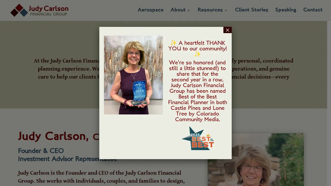 Judy Carlson Financial Group page