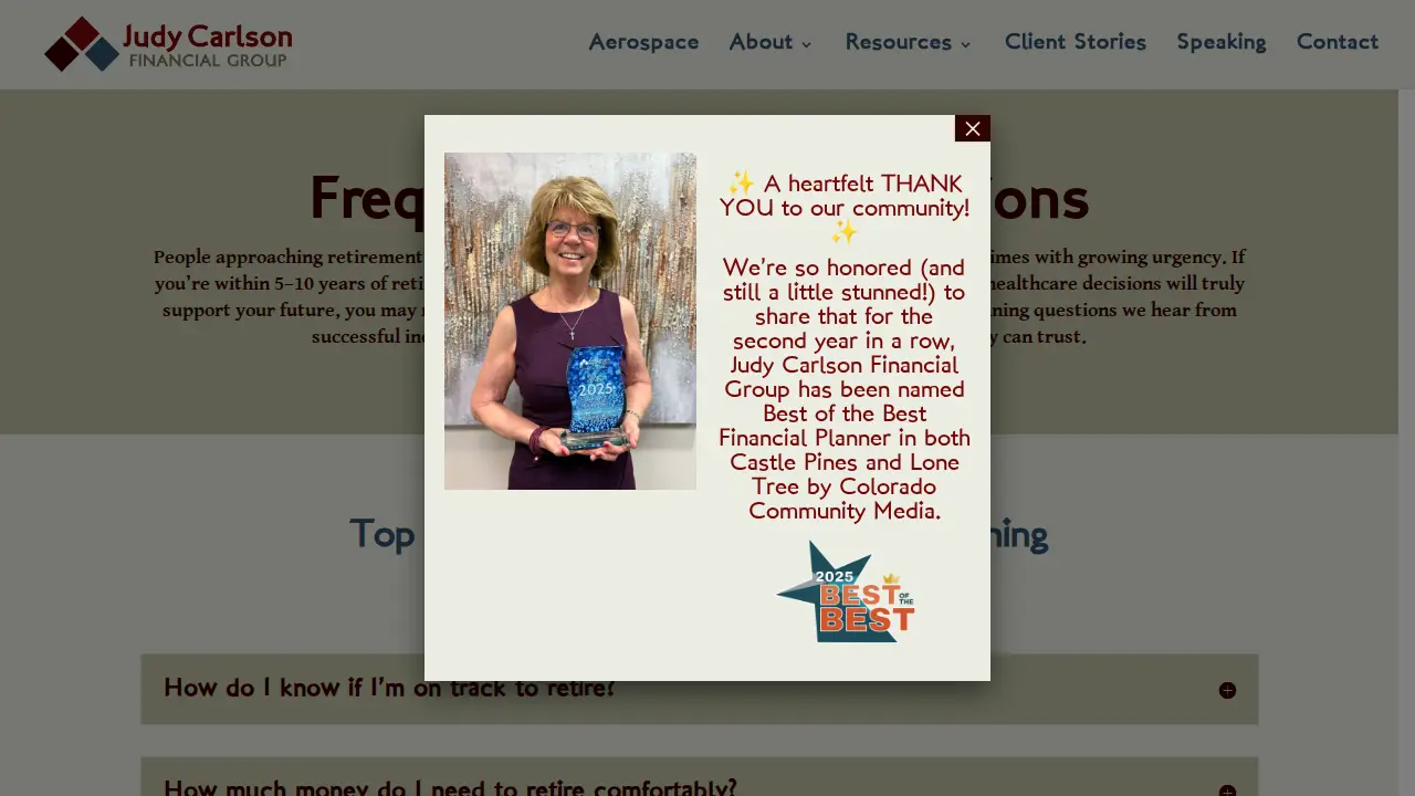 Judy Carlson Financial Group page